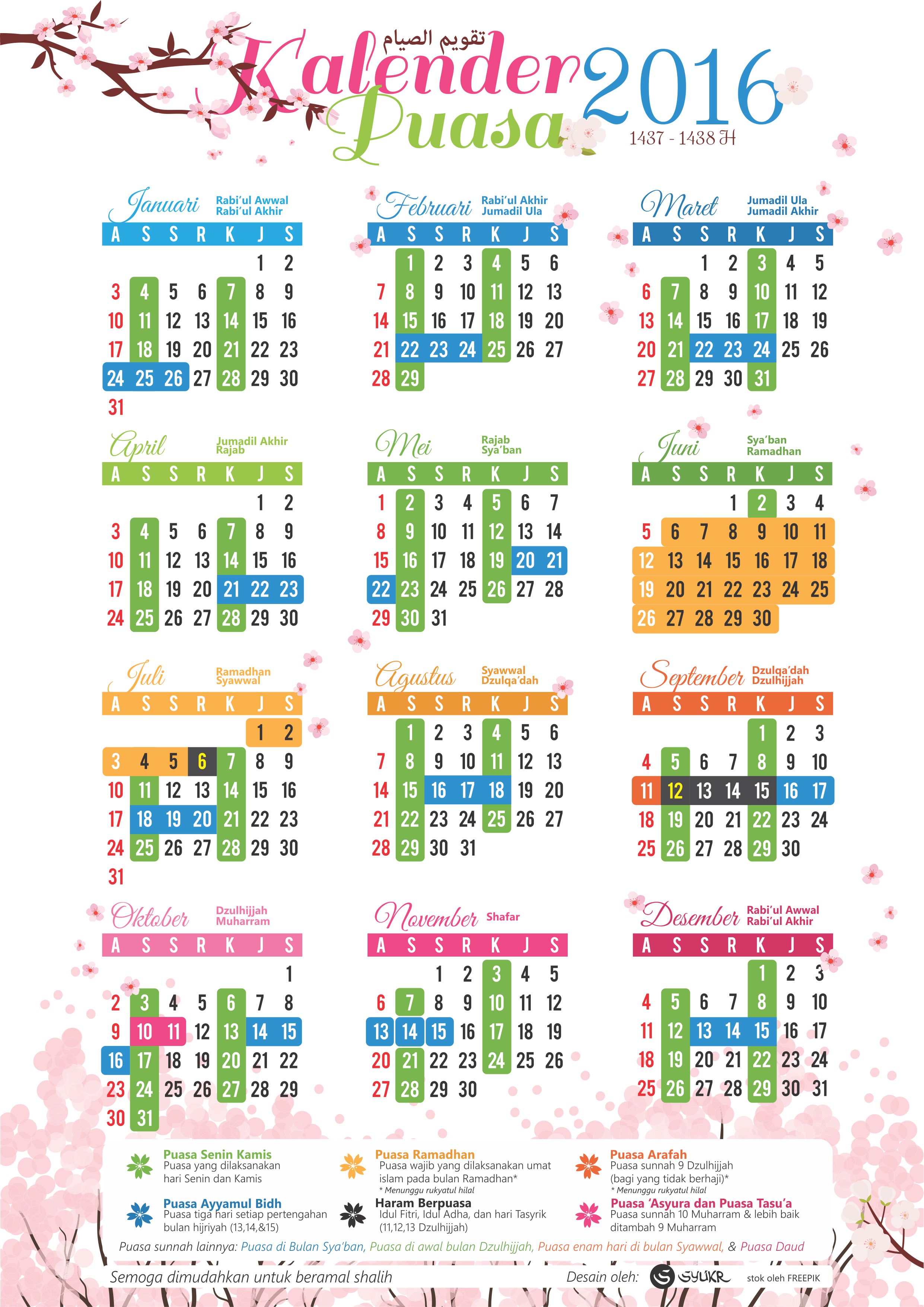 Kalender Puasa 2016: Membuat Amal Shalih Jadi Lebih Mudah 